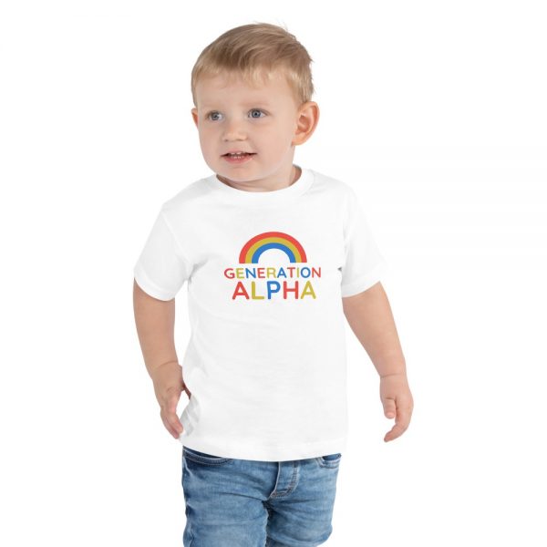 Generation Alpha With Rainbow – Toddler Short Sleeve Tee - White